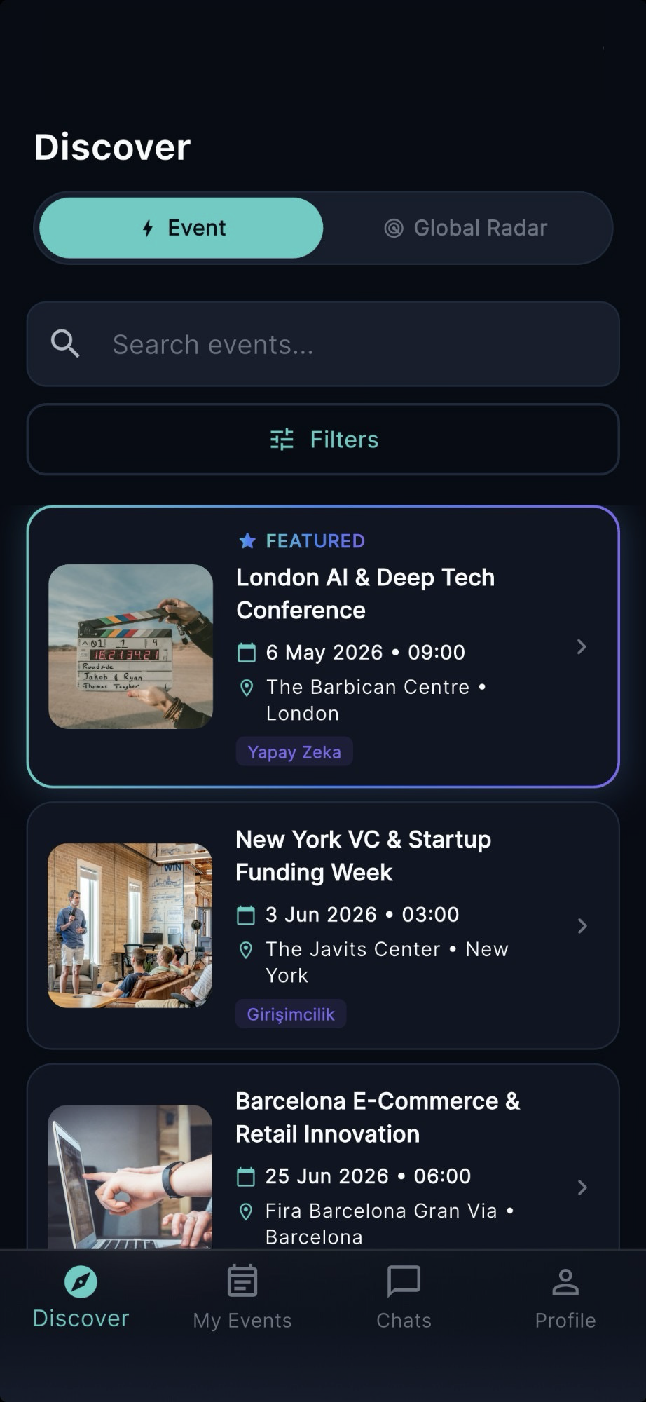 Venny App - Discover Screen